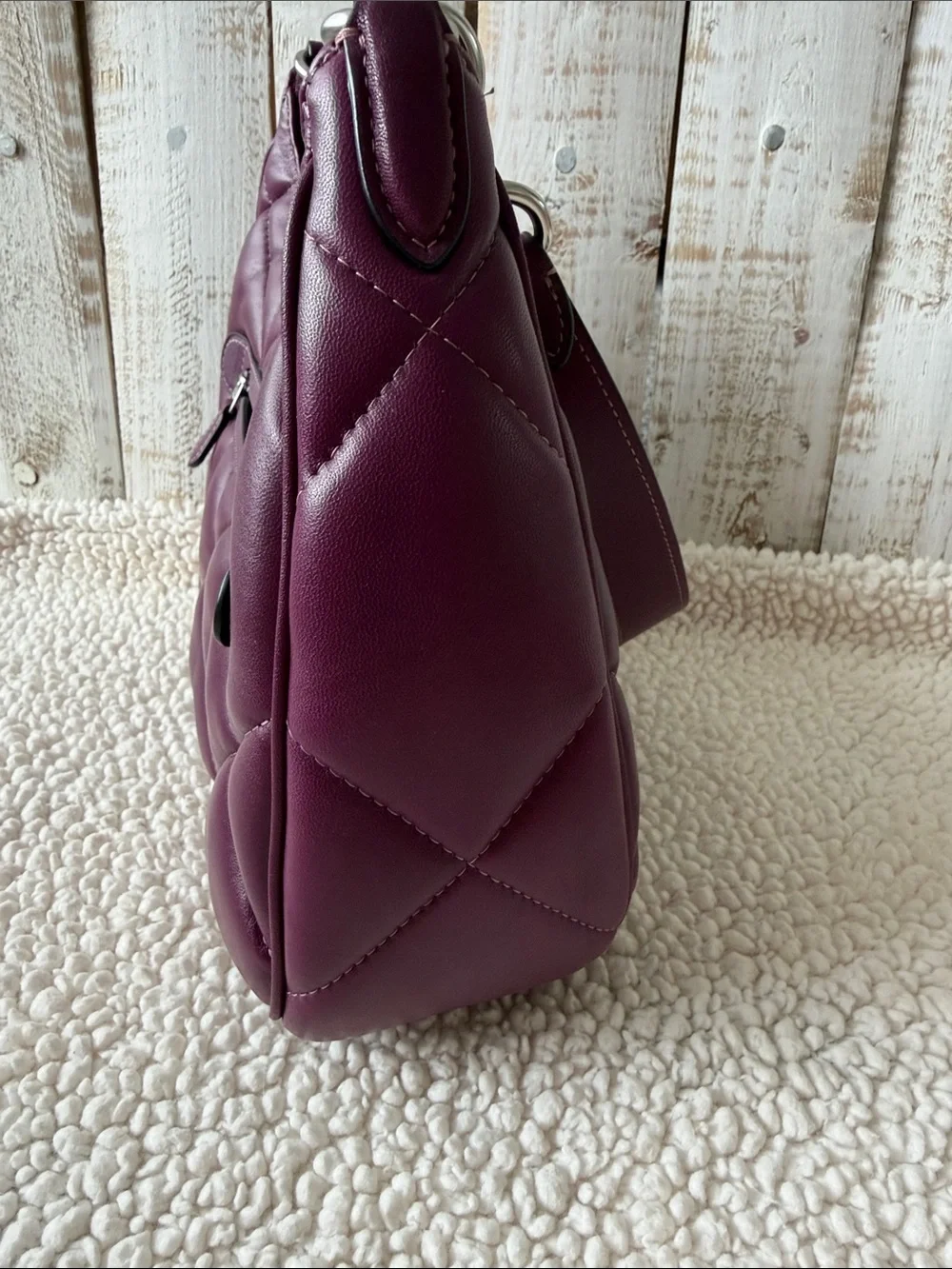 Coach Teri Hobo With Puffy Diamond Quilting Deep Berry
